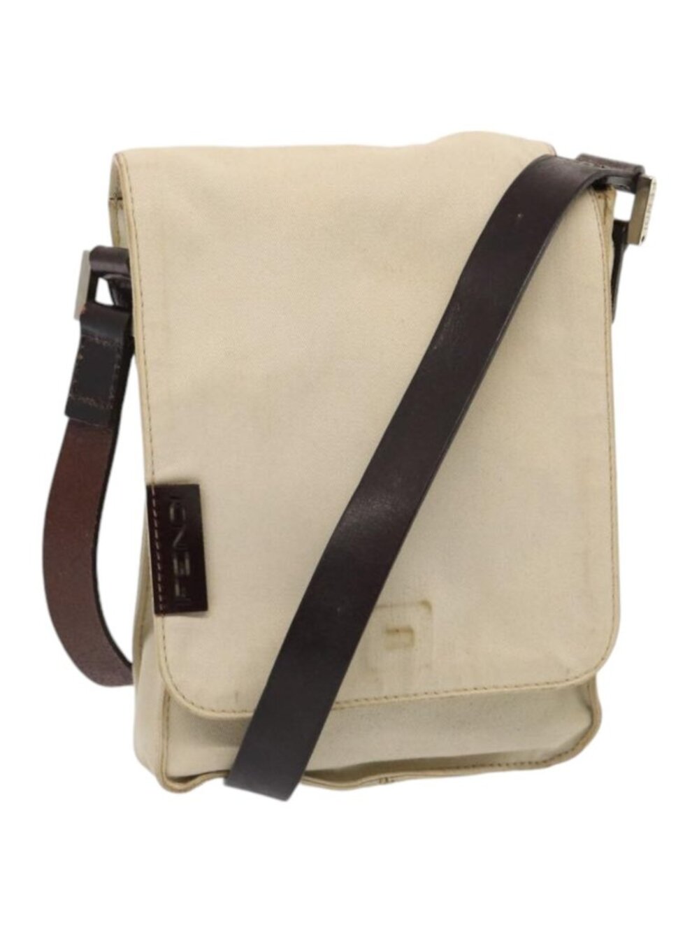 FENDI Canvas Shoulder Bag Beige